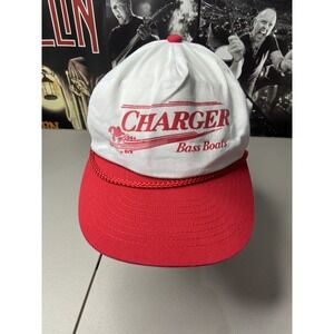 Vintage Charger Bass Boats Hat Cap Snapback White Red  Rope Trucker One Size
